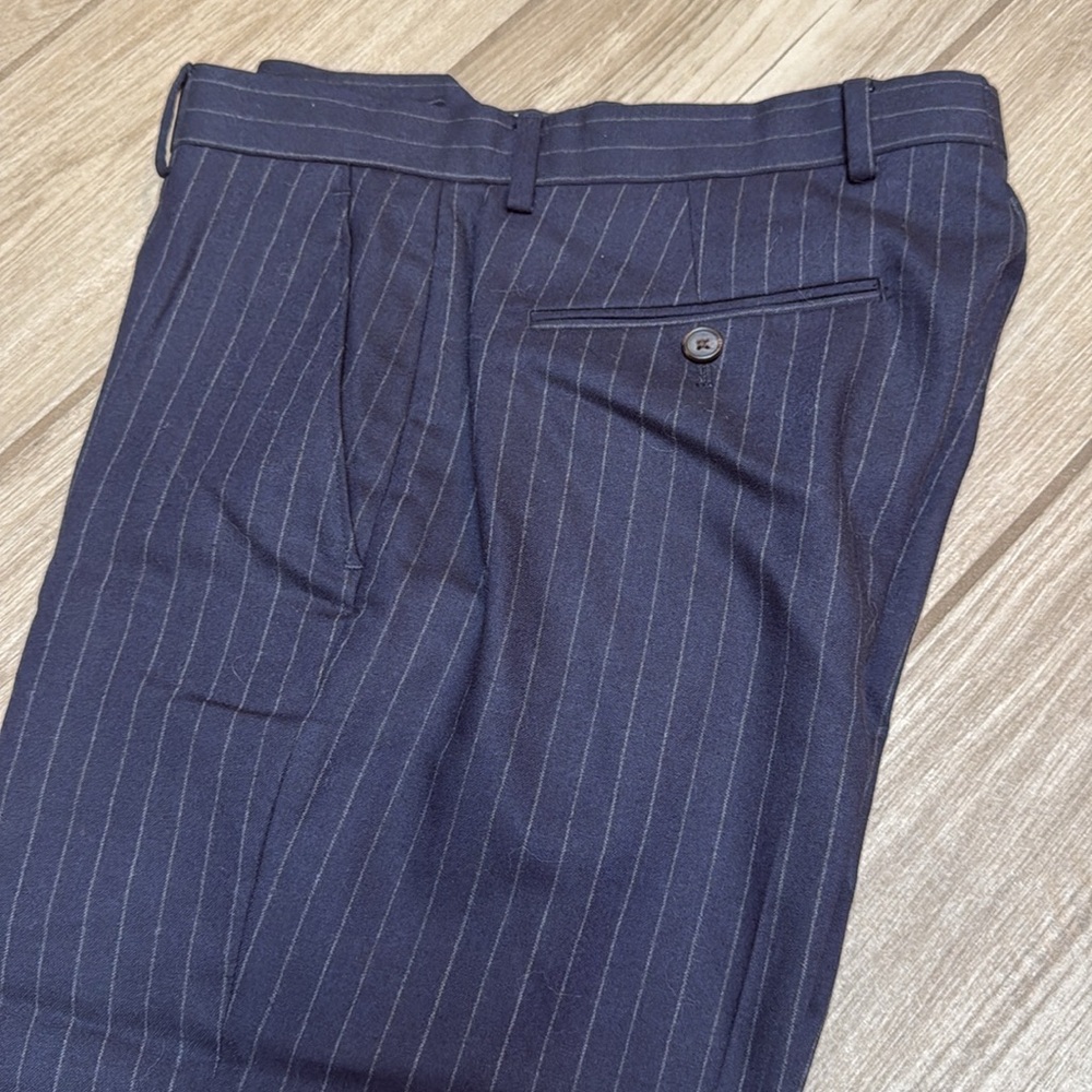 Ralph Lauren slim wool trousers pin stripe 31 waist 31/28 New dark navy pants